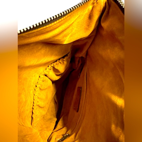 Patricia Nash LUZILLE orange and tan boho India leather backpack shoulder bag - Picture 10 of 11